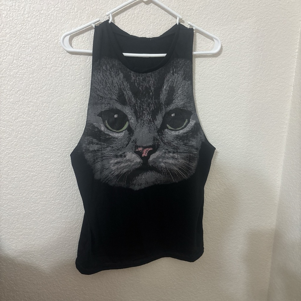 Black Cat Face Tank Top